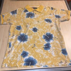 Chaps Ralph Lauren Hawaiian Tropical Collared Golf Shirt Mens Large polo Holes